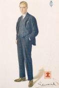 Sphinx (20th century) British. A portrait of (Edward) the prince of Wales, print, signed by the