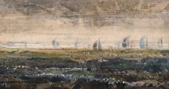 Cavendish Morton (1911-2015) British, Sailboats racing in rough seas, watercolour, signed and