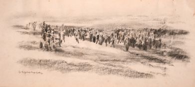 Max Mayrshoffer (1875-1950) German, A collection of three landscapes with figures, Charcoal,