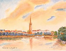 A collection of three unframed French watercolours, Two by E. Monceaux and one by R. Bodin, 16