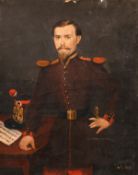 19th century French school, A portrait of an officer from the Imperial guard, indistinctly signed
