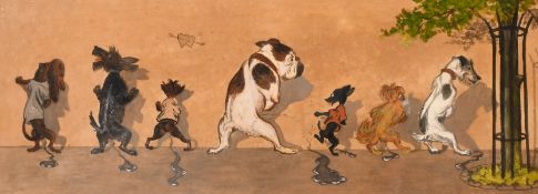 After Boris O'Klein, 'The Dirty Dogs of Paris', watercolour, 