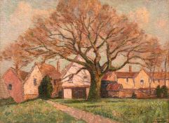 Henry Samuel Merrit (1884-1963) British, A path leading to a country village, oil on board,