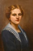 Early 20th century British school, A bust length portrait of a lady, oil on canvas, 24