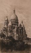Lucien Gautier (1850-1925) An etching of a view of Basilique du Sacre Coeur, Montmartre,