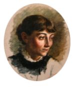 Florence Mezzara (1857-1956) French, A head study of a female, oil on canvasboard, signed, 12