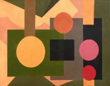 R. Balson (20th century) An abstract composition, oil on board, with inscription verso, 15.5