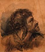 Early 20th century continental school, A bust length study of a man with an averted gaze, mixed