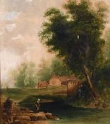 B. Williams Leader (20th century) British, A country scene with a female figure in the foreground