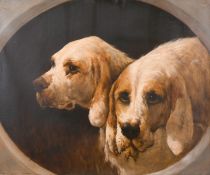 Jules Chardigny (1842-1892) French, A study of two dogs, oil on canvas, signed 18