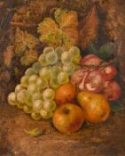 J. Smith (19th century) British, A still life of grapes, plums, apples and pears in a natural