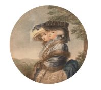 J. R. Smith (1751-1812), 'An Evening Walk', Two ladies in a landscape scene, inscribed 'Designed &