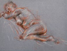 Peter Collins, A recumbent nude, chalk and charcoal, 9