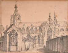 A study of a cathedral, ink & wash, unframed, 6