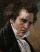 Michele Garinei (1871-1960) Italian, A head study of Beethoven, oil on panel, signed, 10.5