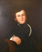 19th century school, A half-length portrait of a seated gentleman, oil on canvas, 30