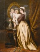 19th century continental school, A mother and child in a lavish interior, oil on canvas, 9.75
