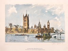 Edward Wesson (1910-1983) British, 'Westminster from Lambeth Bridge', limited edition, signed in