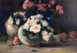 Marie Coignet (1870-1944) French, A still life of flowers from a vase, oil on canvas, signed, 15