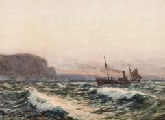 Augustus Morton Hely Smith (1862-1941) British, steamship off the coast, watercolour, signed, 10