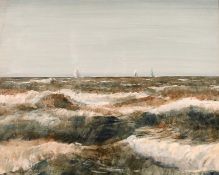 Cavendish Morton (1911-2015) British, Sailboats in rough seas, watercolour, signed and dated 1985,