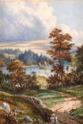James Jackson Curnock (1839-1892) British, A View across the mountain lake, watercolour, signed, 10