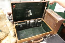 An old leather suitcase.
