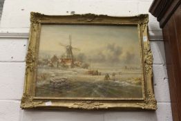 A Dutch Winter scene, oil on canvas.