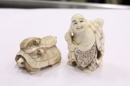 Two Chinese carved ivory netsukes.