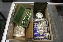 Cigarette boxes, drawing instruments, opera glasses etc.