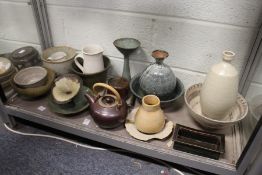 A quantity of studio pottery ware.