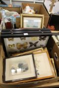 A quantity of pictures and prints, framed butterflies etc.
