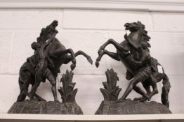 A pair of Spelter Marley Horses.
