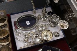 A good collection of small silver ware to include a twin handled cup, a pedestal bowl, a bud vase,