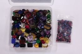 A box of assorted blue stones.