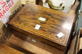 An inlaid rosewood writing slope.