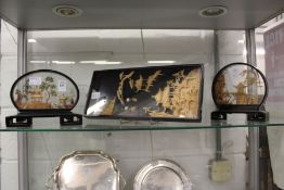 Three Chinese cork pictures.