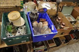 A large quantity of miscellaneous collectables to include table lamps, copper jugs, postal scales