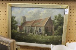 Church and Churchyard oil on canvas.