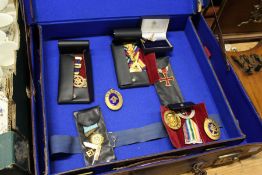 Masonic regalia in two cases.