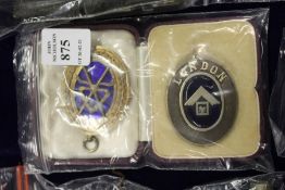 Two silver and enamel Masonic pendants.