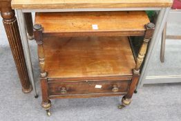 A 19th century mahogany what-not with a single drawer.