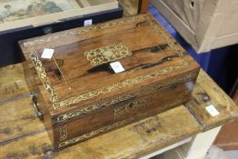 A Regency brass inlaid rosewood writing slope.