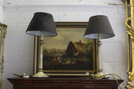 A pair of decorative painted table lamps.