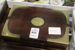 A brass bound mahogany box.