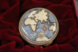 A small Staffordshire enamel pill box printed, in original box.