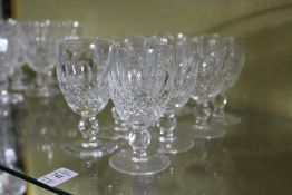Eight Waterford Colleen small wine glasses, 11.5cms high.