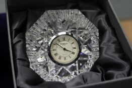 A Waterford crystal bedside clock, boxed.