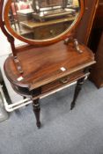 A French style mahogany single drawer side table.