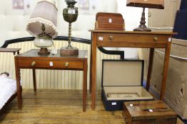 Two mahogany single drawer occasional tables.